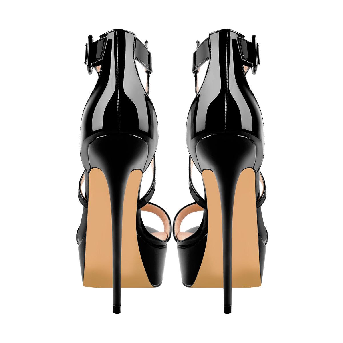 Patent Leather Platform Cross-tied Stiletto Sandals - Omiley®