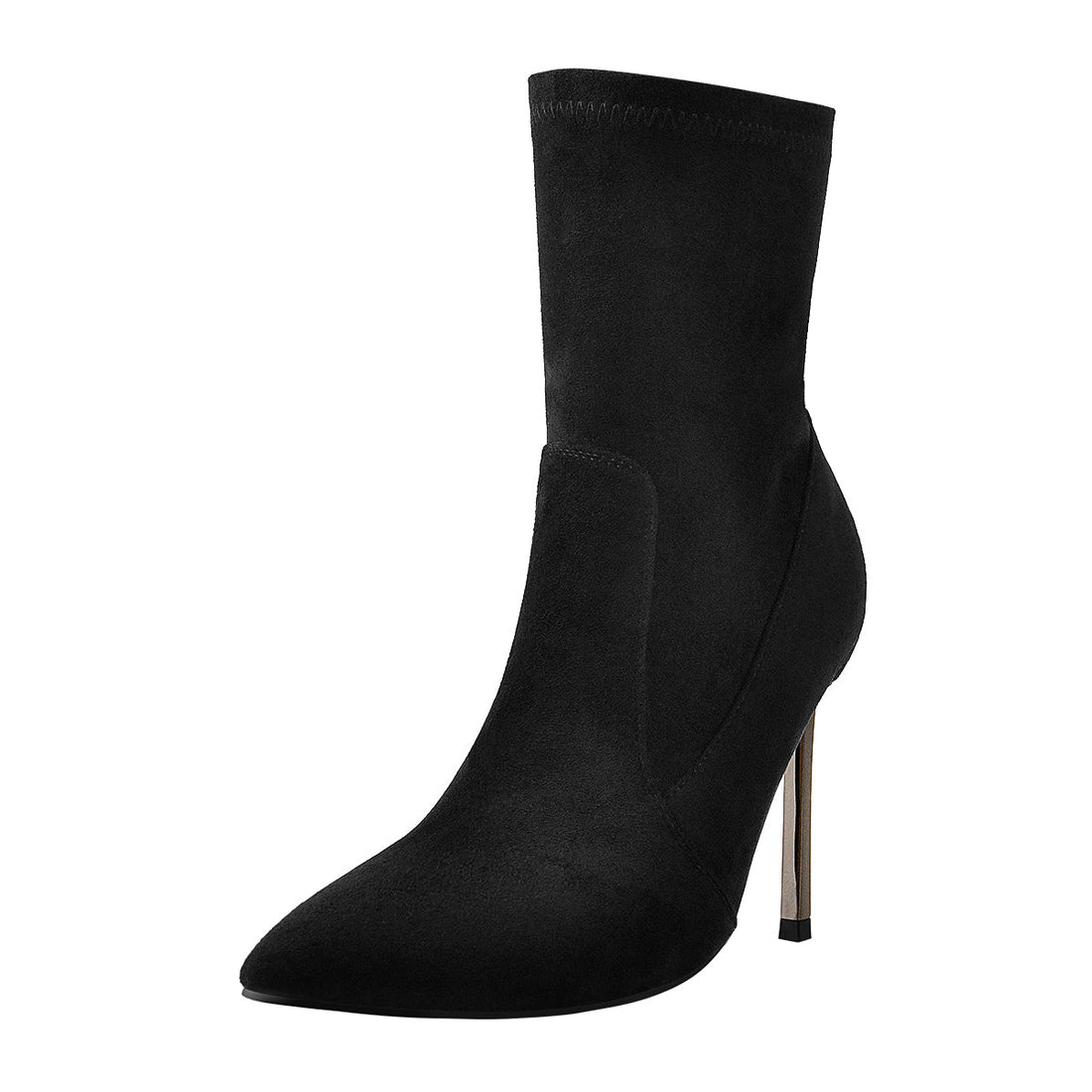 10cm Black Suede Metal Heel Boots