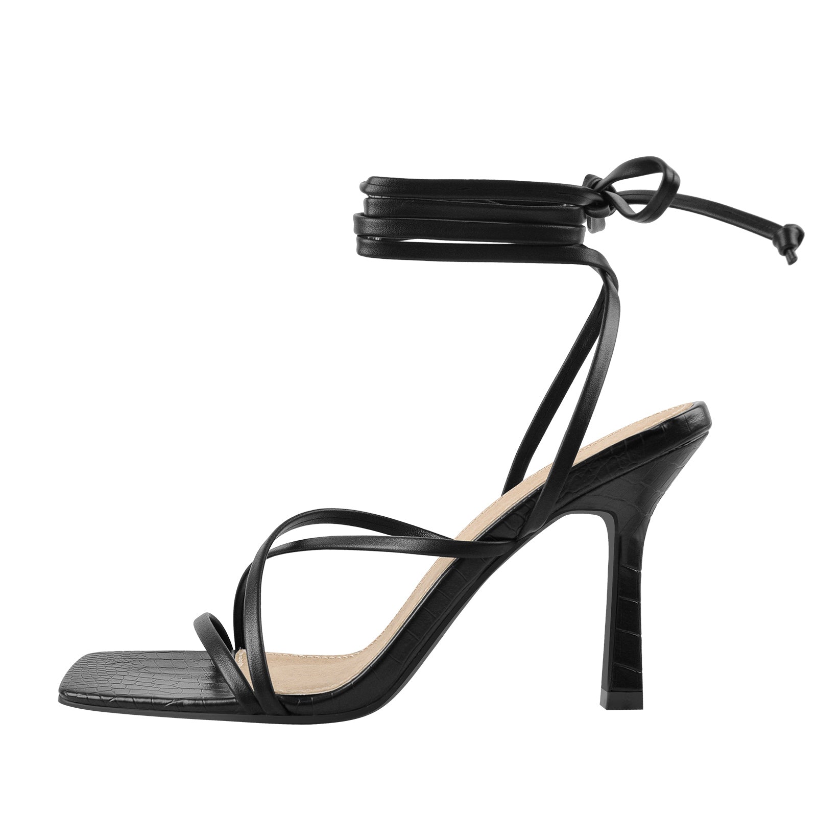 Ankle Strap Square Toe Stiletto Sandals