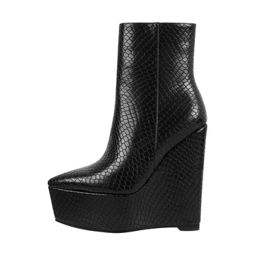 Platform Wedge High Heel Ankle Boots