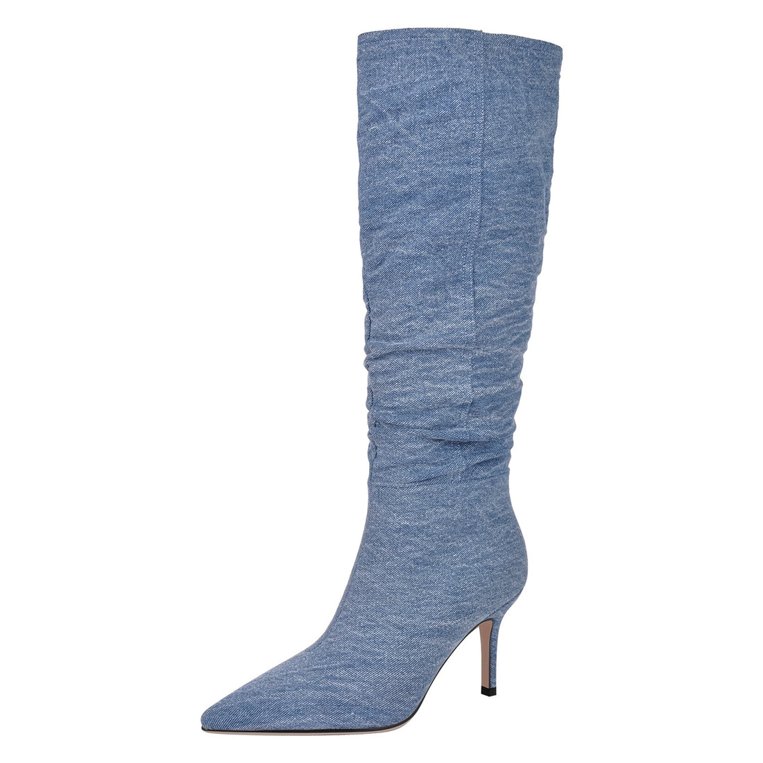 Denim Pointed Toe Stiletto Thigh Boots