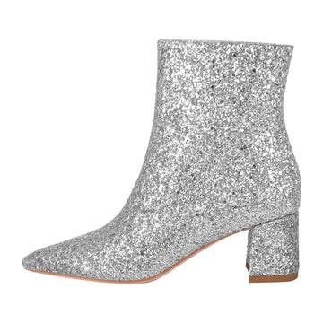 Pointed Toe Glitter Ankle Boots