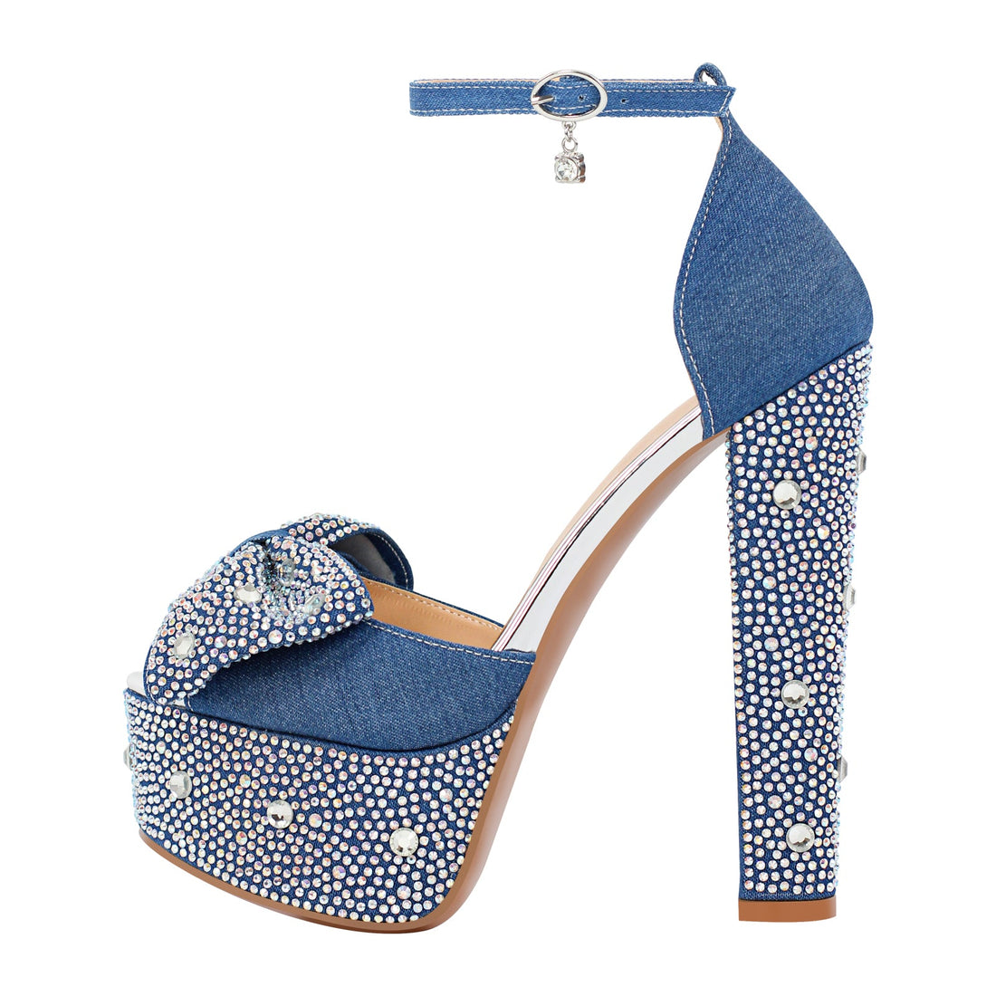 Rhinestone Bow Peep Toe High Heel Sandals - Omiley®