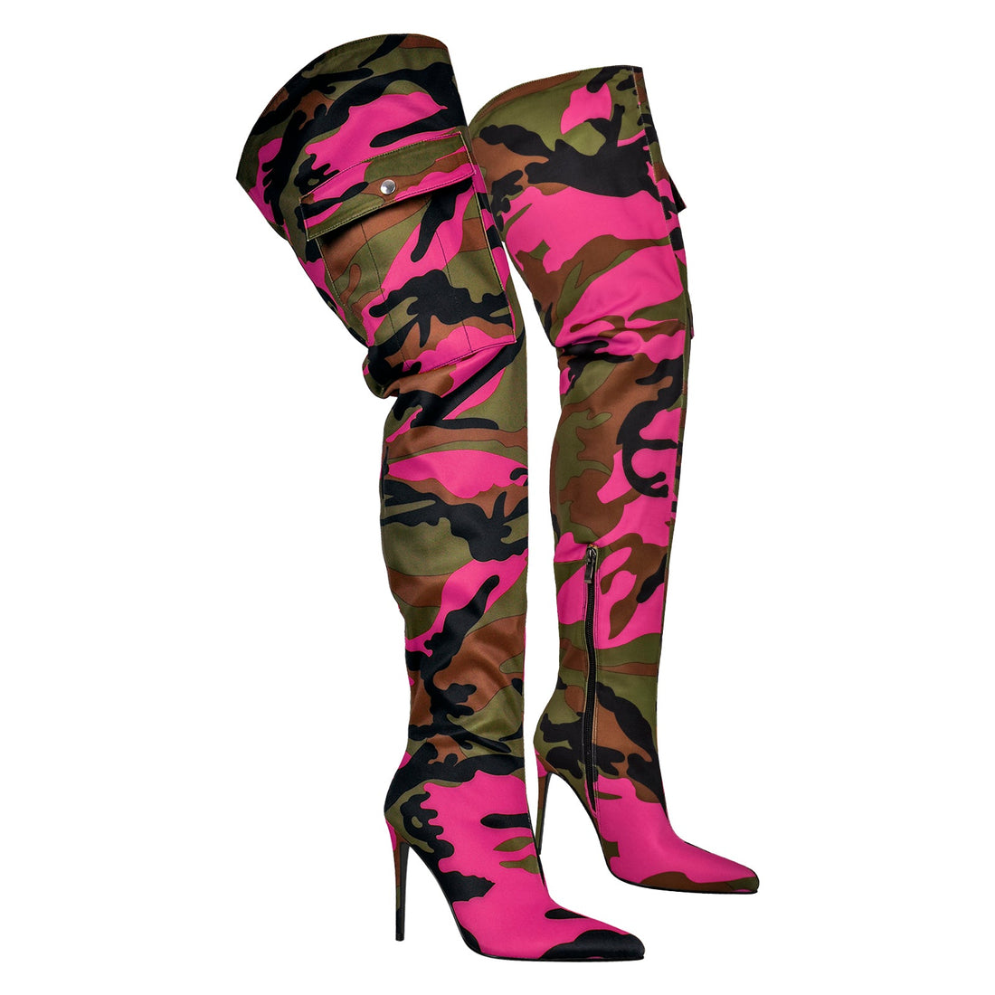 Camouflage Pointed Toe Over The Knee Boots