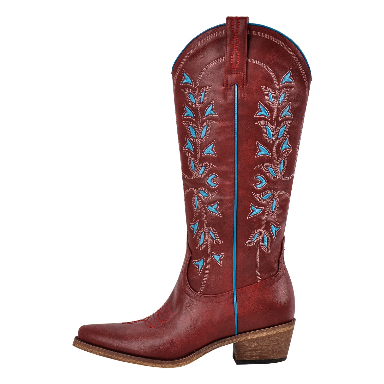 Knee High Embroidery Zipper Western Boots