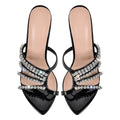 Rhinestone Pointed Toe Strap Stiletto Sandals Mules - Omiley®