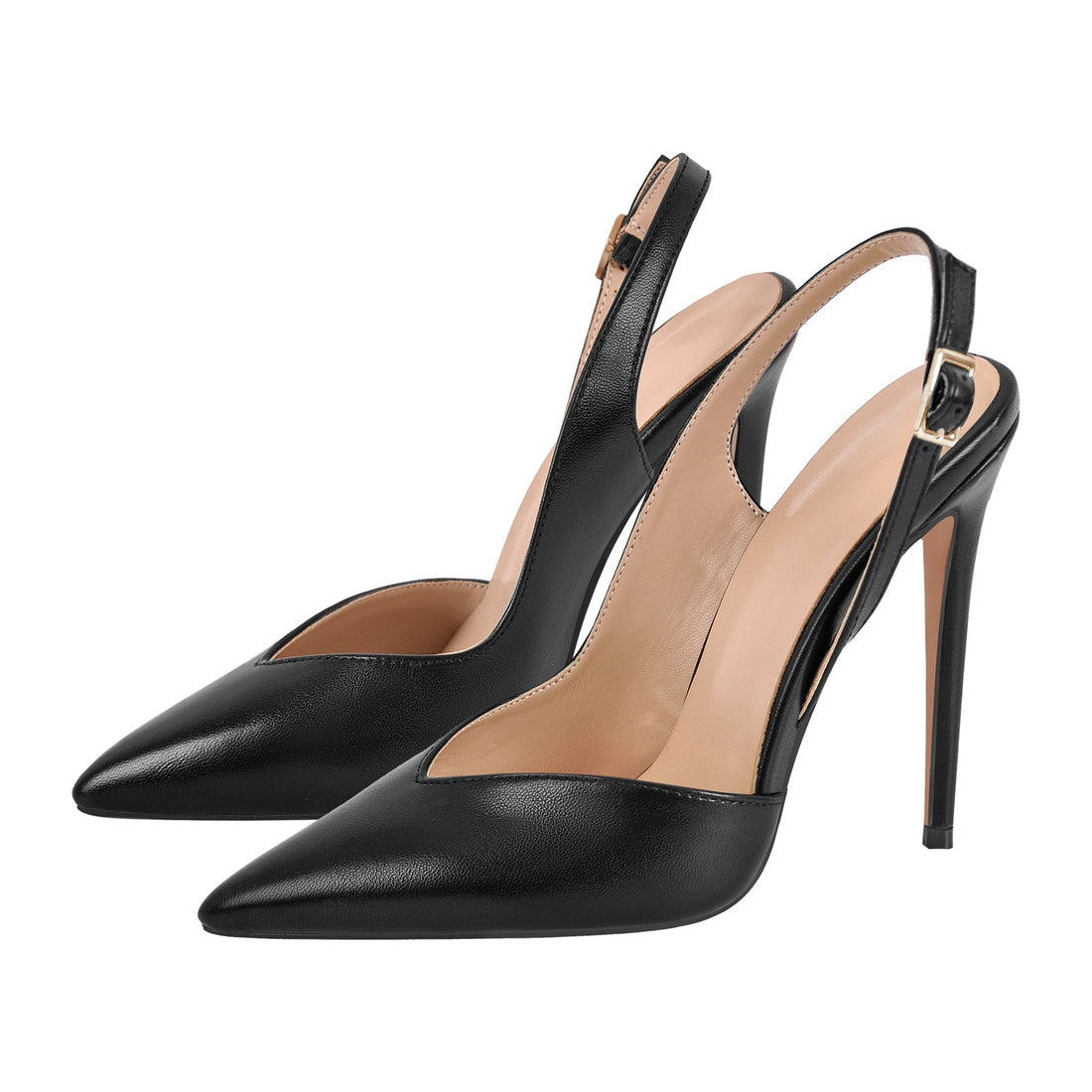 Pointed Toe Side Cut Stiletto Slingback Pumps