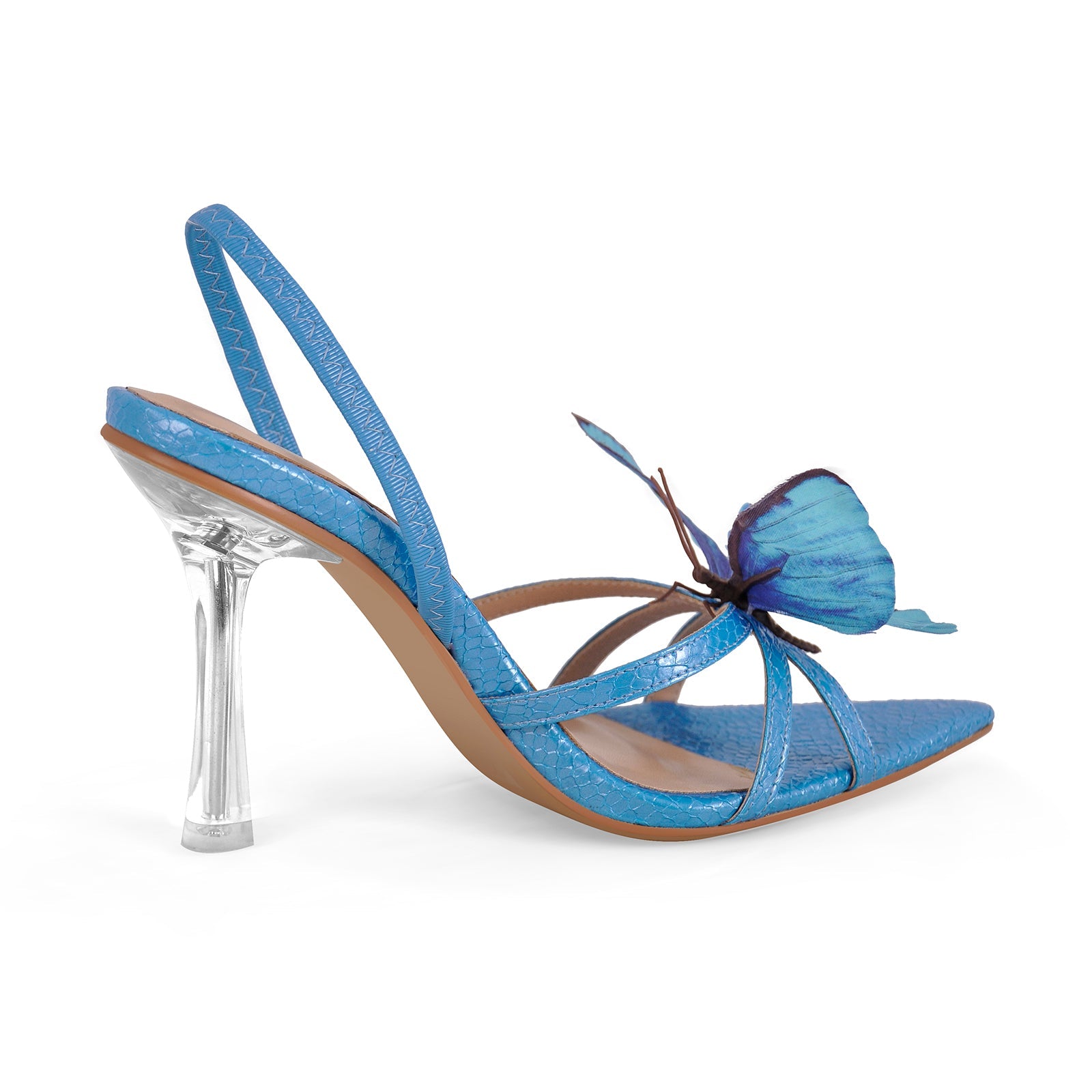 Butterfly Pointed Toe Clear Heel Slingback Sandals - Omiley®