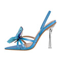 Butterfly Pointed Toe Clear Heel Slingback Sandals - Omiley®