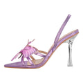 Butterfly Pointed Toe Clear Heel Slingback Sandals - Omiley®