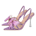 Butterfly Pointed Toe Clear Heel Slingback Sandals - Omiley®