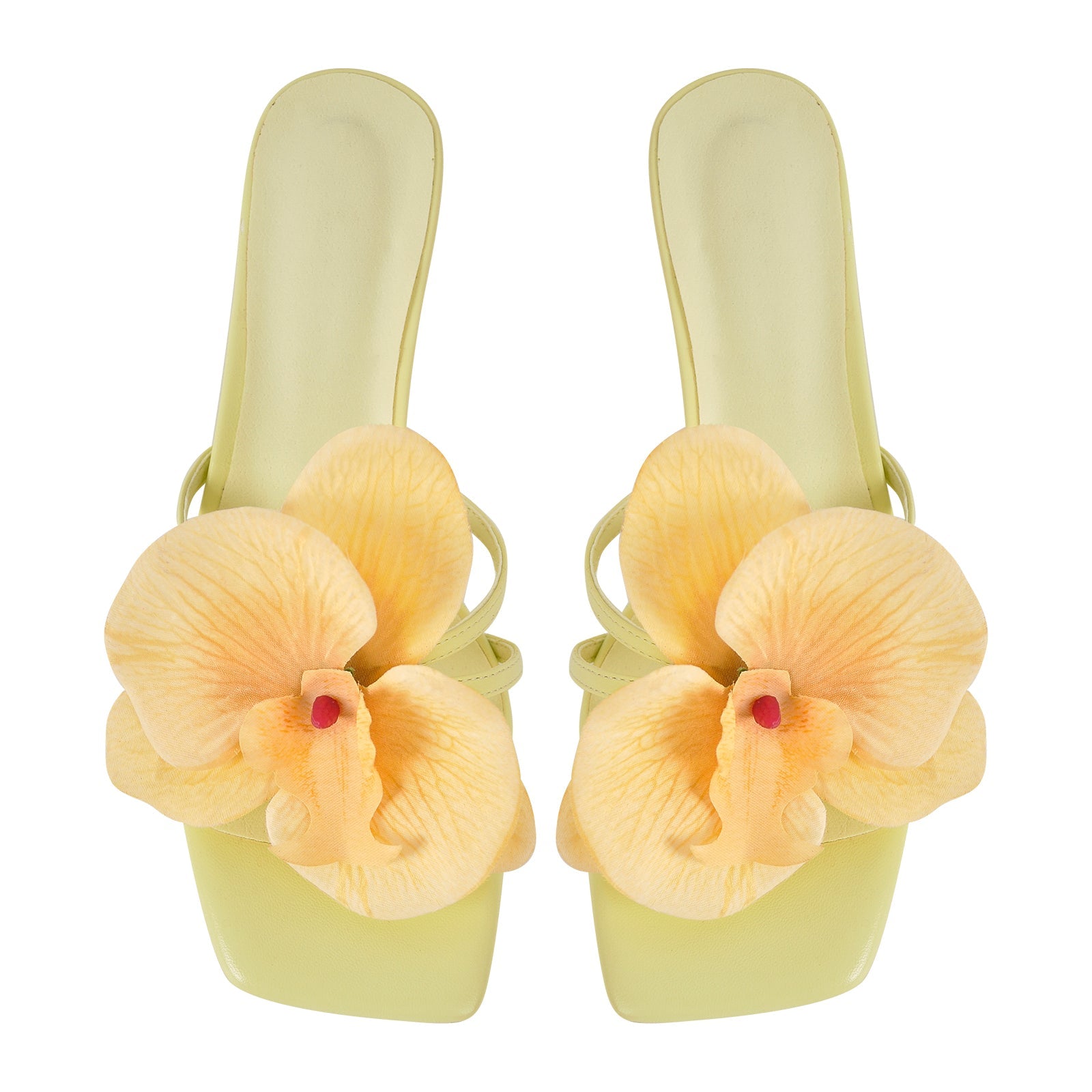 Flower Square Toe Chunky Heel Sandals Mules - Omiley®