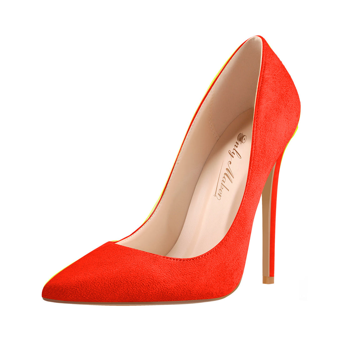 8cm 10cm 12cm Orange Suede Pointed Toe Basic Pumps