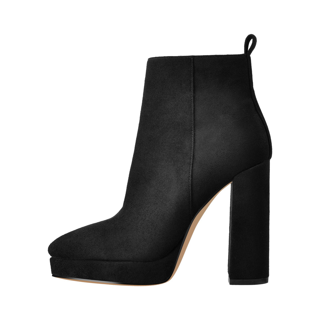 Suede Pointed Toe Chunky Heel Ankle Boots