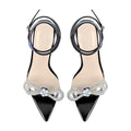 Rhinestone Bow Clear Chunky Heel Sandals - Omiley®