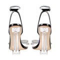 Rhinestone Bow Clear Chunky Heel Sandals - Omiley®