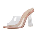 Clear Heel Slip On Sandals Mules - Omiley®