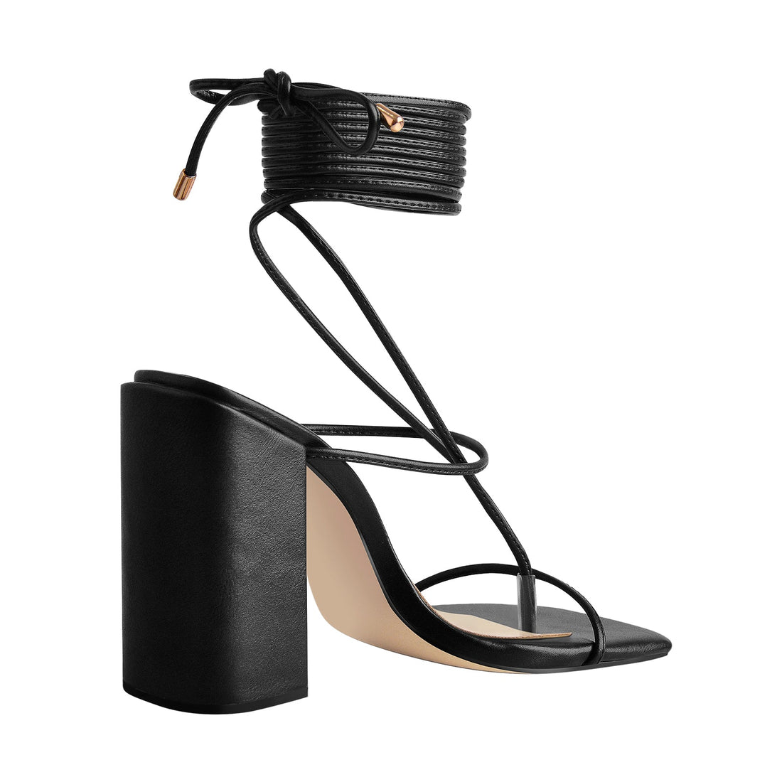 Ankle Strap Square Toe Chunky Heels Sandals