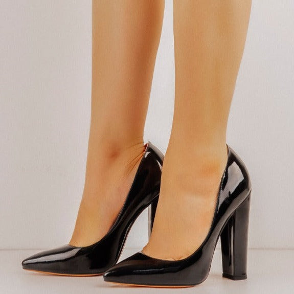 Elegant Classic Pointed Toe Chunky Heels Pumps